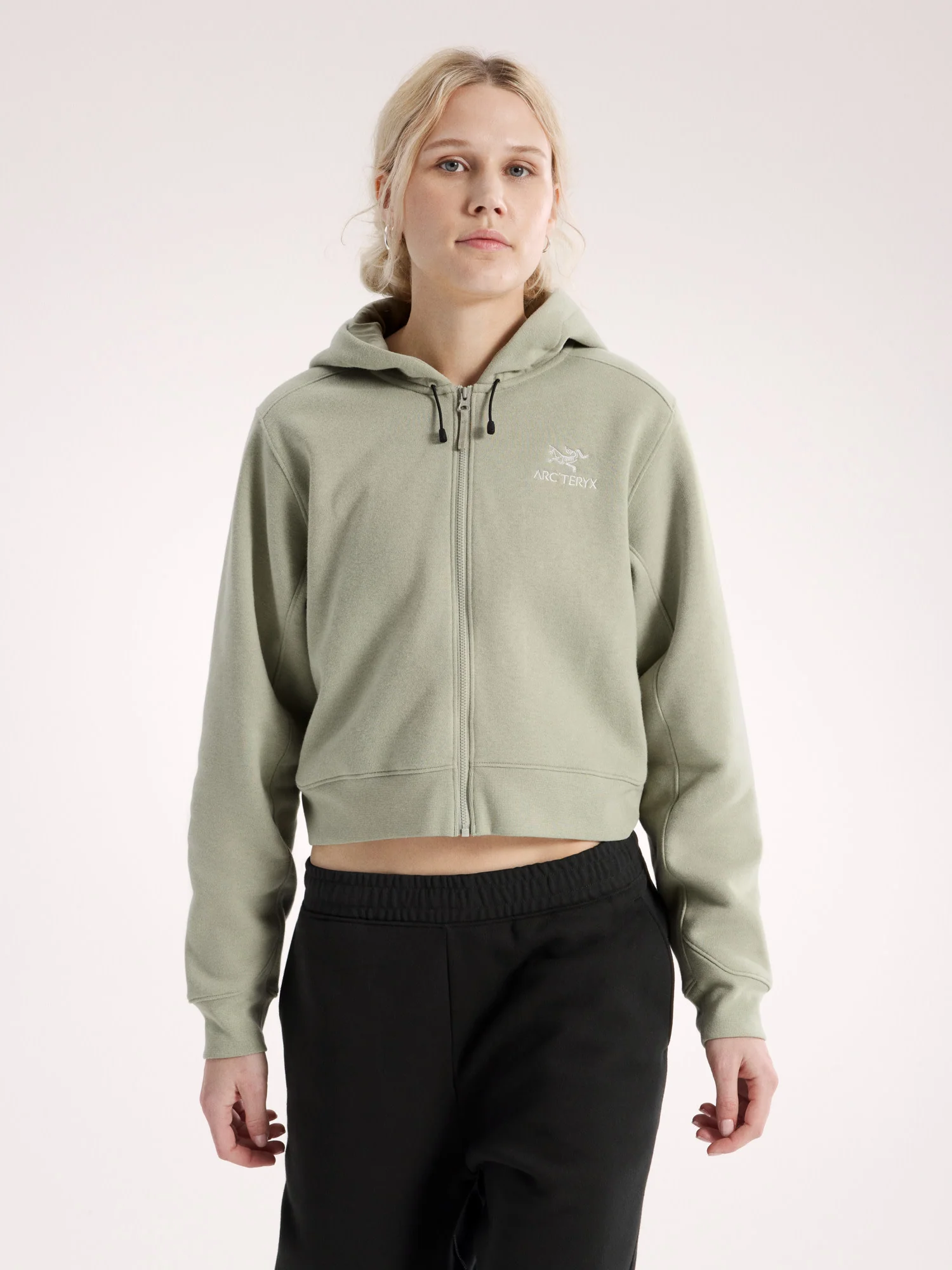 Emblem Fleece Full Zip Crop Hoody Women's