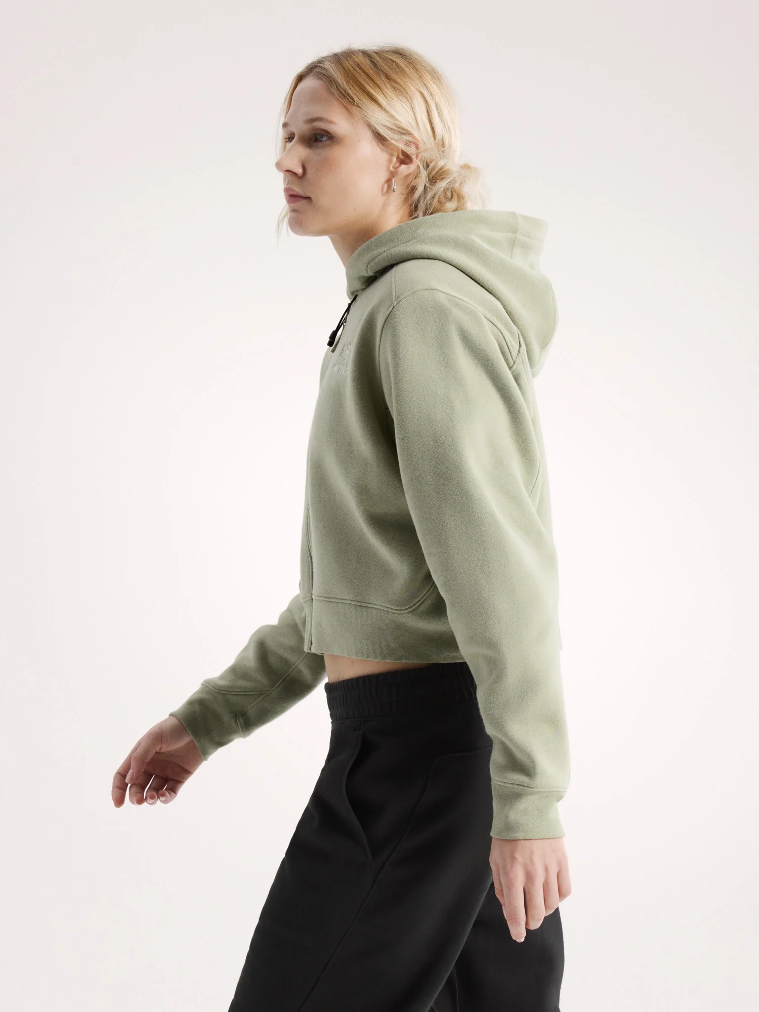 Emblem Fleece Full Zip Crop Hoody Women's - Image 4